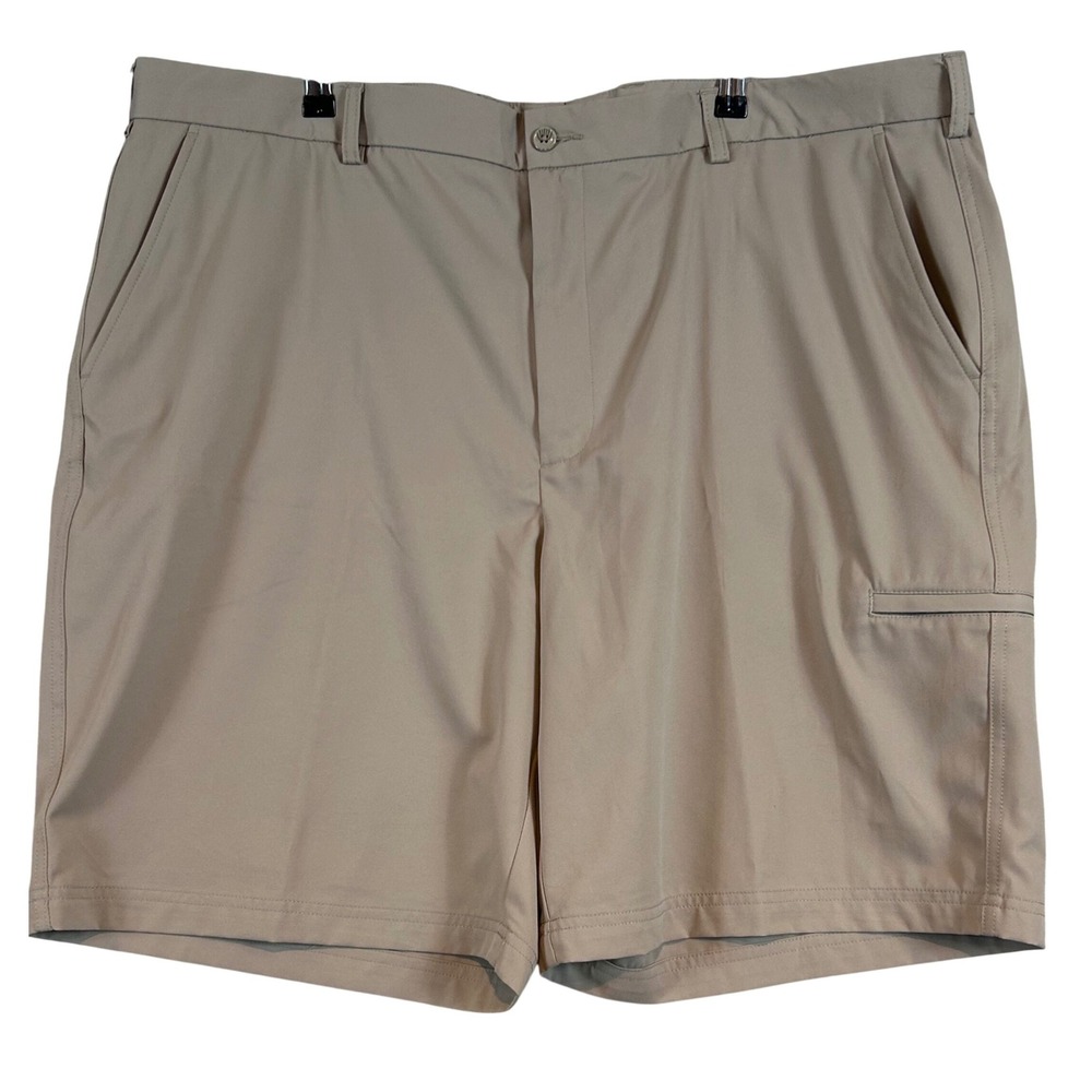 Pebble Beach Dry-Luxe Performance Golf Shorts Mens 44 Khaki Tan‎ Side Pocket 9in